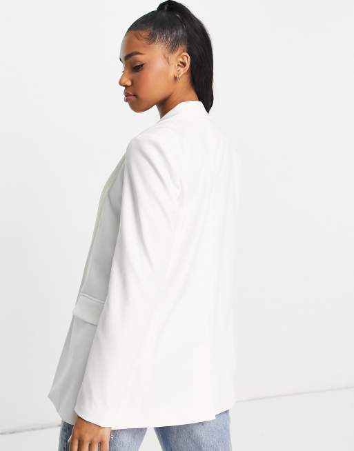 Pieces - Blazer sartoriale oversize bianco, 2 di 4