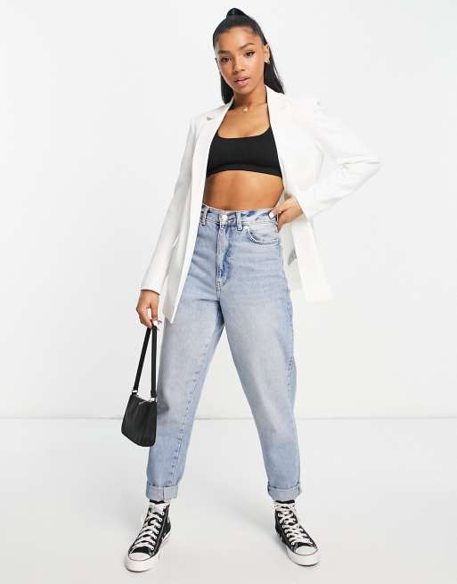 Blazer Outfit Con Maglietta Bianca Maglietta Bianca E Jeans Top