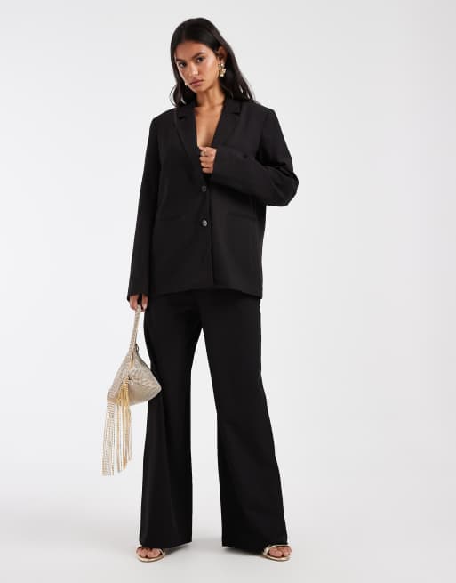 Pieces - Blazer sartoriale oversize nero in coordinato, 2 di 4