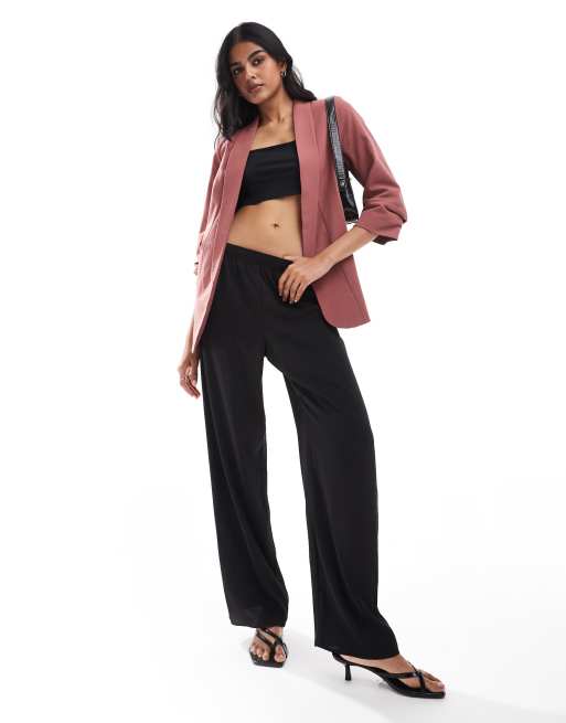 Pieces blazer with ruched sleeves in spice