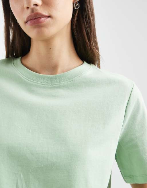 Pieces - Æblegrøn T-shirt i firkantet pasform, 4 af 4