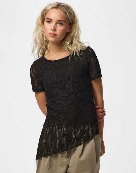 Pieces blusa nera a maniche corte - view 1
