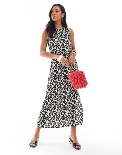 Pieces boat neck midi dress in zebra print - view 1