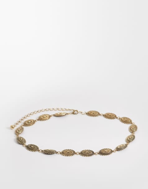 Pieces boho chain belt in gold - view 1