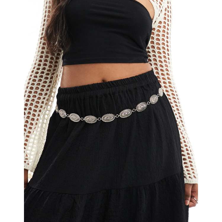 Pieces boho chain belt in silver ASOS