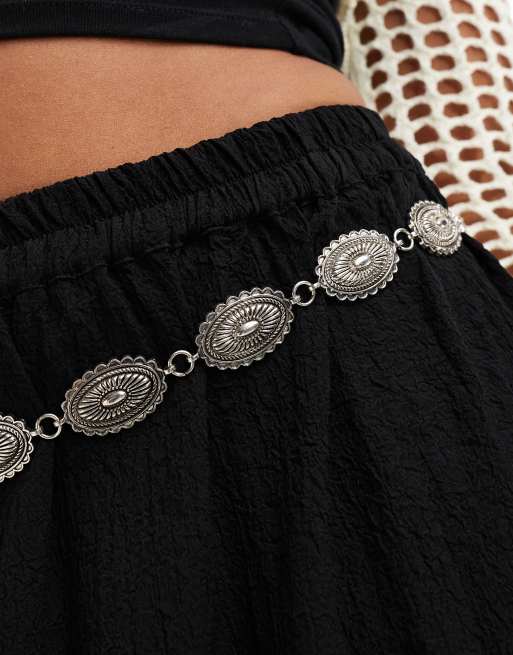 Pieces boho chain belt in silver | ASOS display picture 2