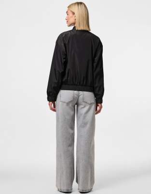 Pieces cropped bomber jacket in black | ASOS