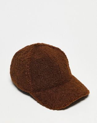 Pieces borg cap in chocolate brown