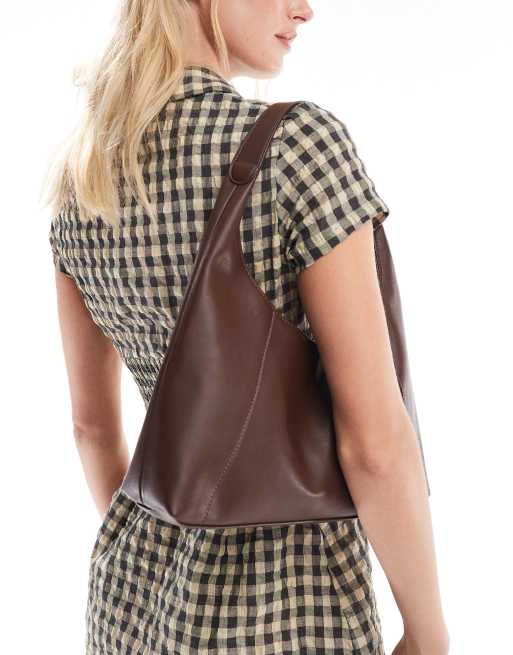 Pieces - Borsa a secchiello marrone in pelle sintetica, 2 di 4