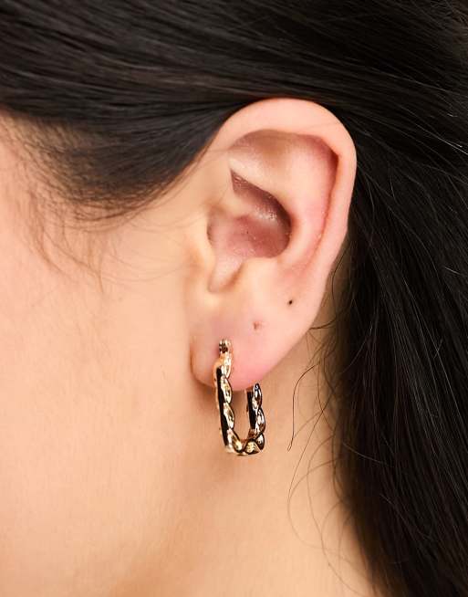 Pieces - Boucles d'oreilles carrées texturées en plaqué 18 carats - Or