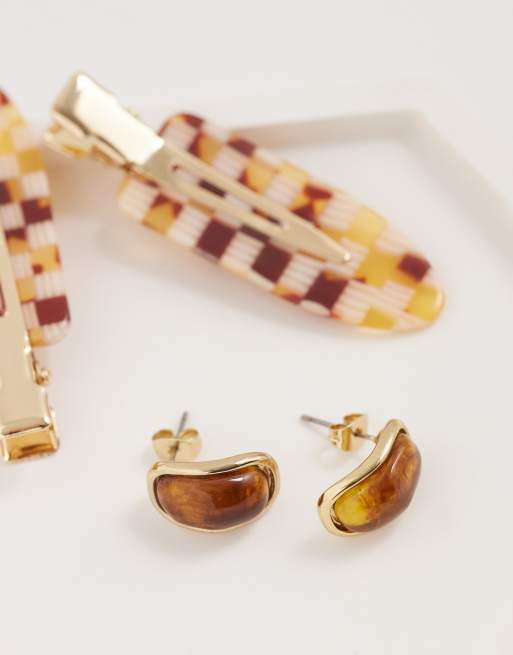 Pieces - Boucles d'oreilles couleur ambre - Doré, 2 de 4