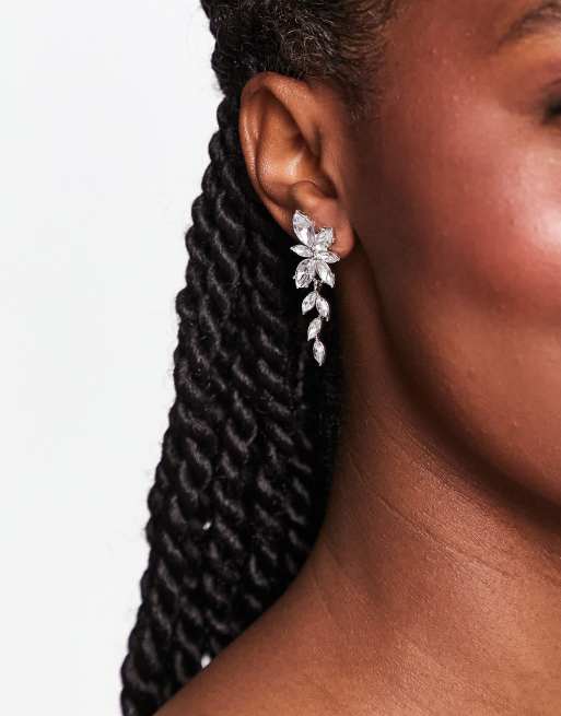 Pieces - Boucles d'oreilles délicates avec pendant à strass - Argenté