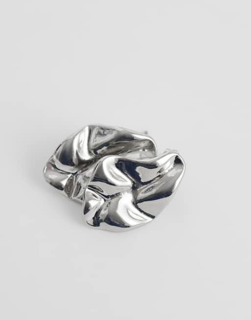 Pieces - Boucles d'oreilles effet martelé - Argenté, 3 de 4