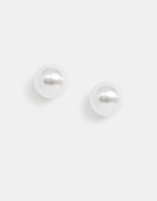 Boucles D'oreilles Vintage Perles Fausses Argent Massif - Dormeuses - Occasion Bon état