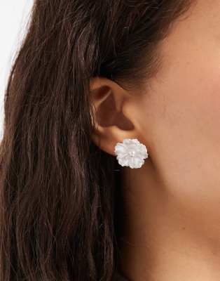 Pieces - Boucles d'oreilles fleurs - Blanc nacré