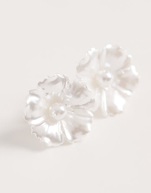 Pieces - Boucles d'oreilles fleurs - Blanc nacré, 2 de 3