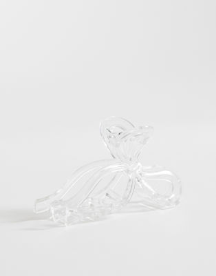 Pieces Bow Detail Claw Clip In White
