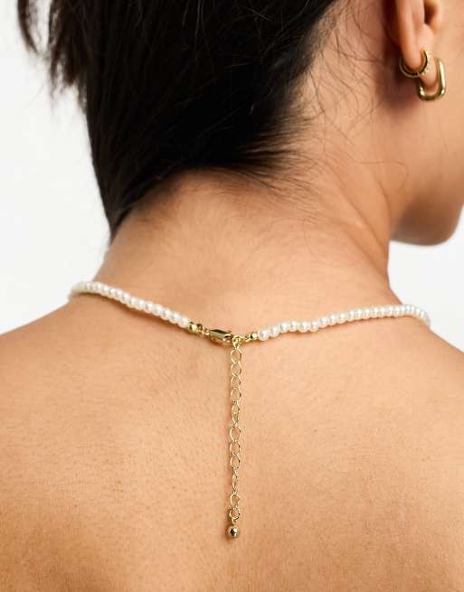 Pieces bow pearl necklace in white, 4 of 4