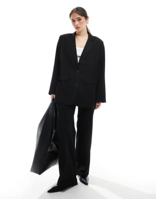 Pieces Boxy Blazer In Black