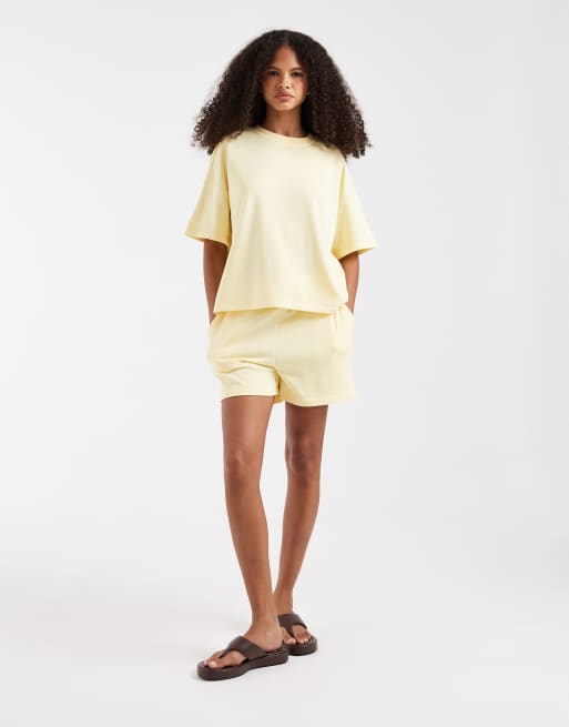 Pieces boxy sweat t-shirt in pale yellow (part of a set), 3 of 4