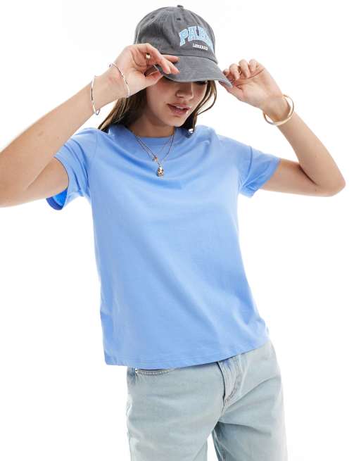 Pieces boxy t-shirt in powder blue, 2 of 4