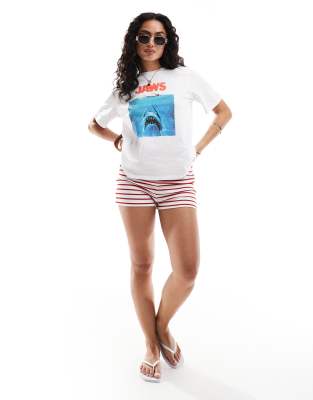 Shop Pieces Boyfriend Fit Jaws Graphic Tee In White