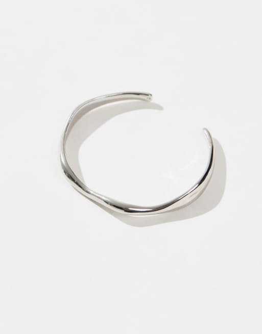 Pieces - Bracelet jonc en métal effet fondu - Argenté, 3 de 3