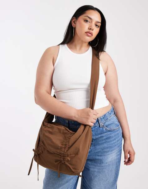 Pieces – Brązowa torebka crossbody z kokardkami - view 1