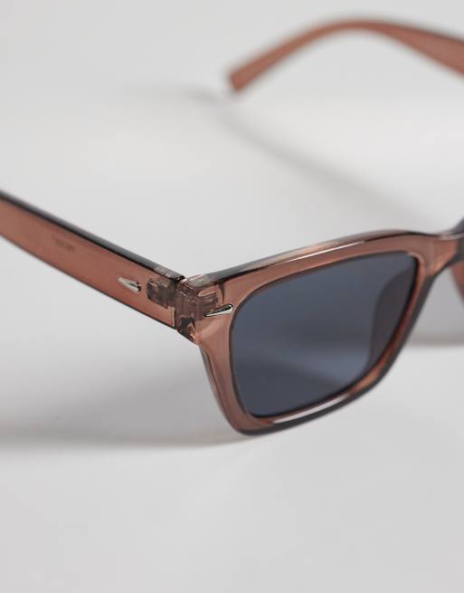 Pieces – Brązowe kwadratowe okulary przeciwsłoneczne w stylu retro, 2 z 3