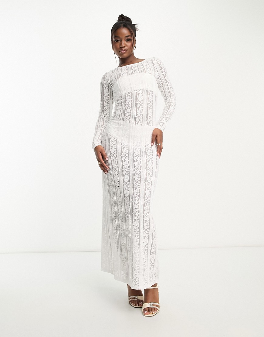 Pieces Bridal lace maxi dress in white