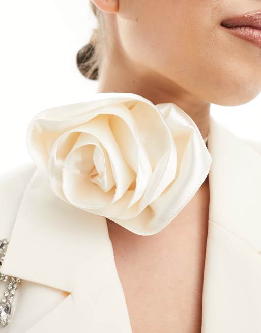 Pieces - Bride To Be - Grosse fleur à nouer autour du cou - Blanc, 4 de 4