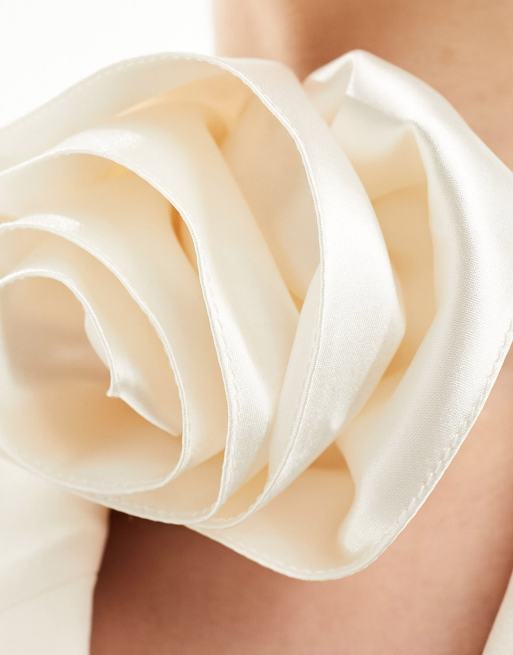 PIECES - Bride To Be - Hvidt binde-halsbånd med rose-corsage, 2 af 4