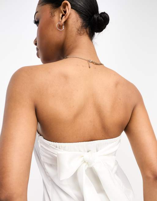 Strapless Bow Open Back Dress