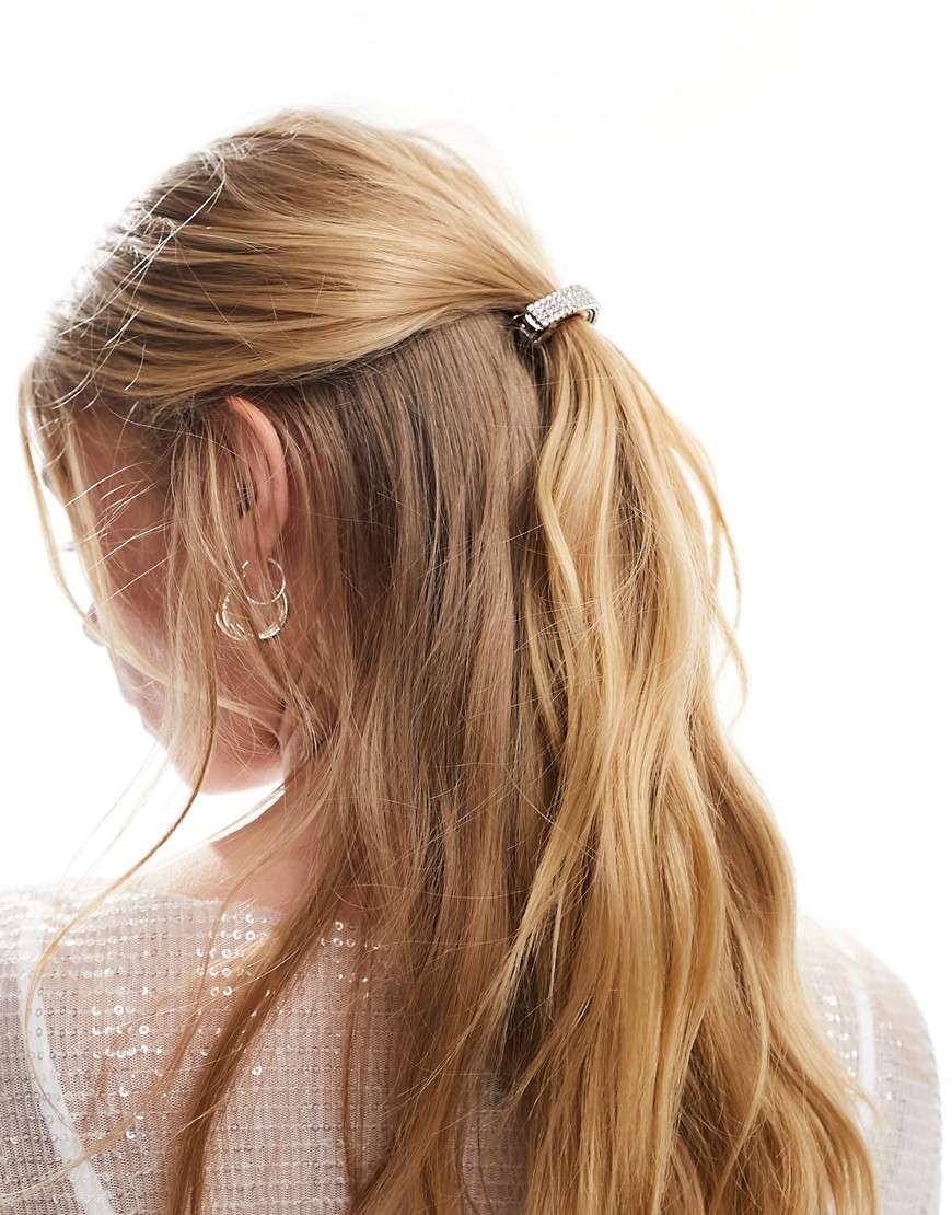 Pieces bride to be silver diamante ponytail hair clip in silver