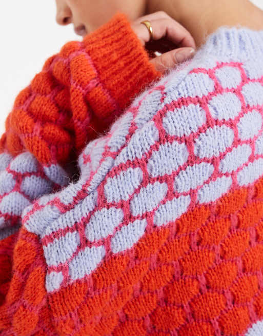 Pieces bright contrast polka dots sweater in multi, 3 of 4