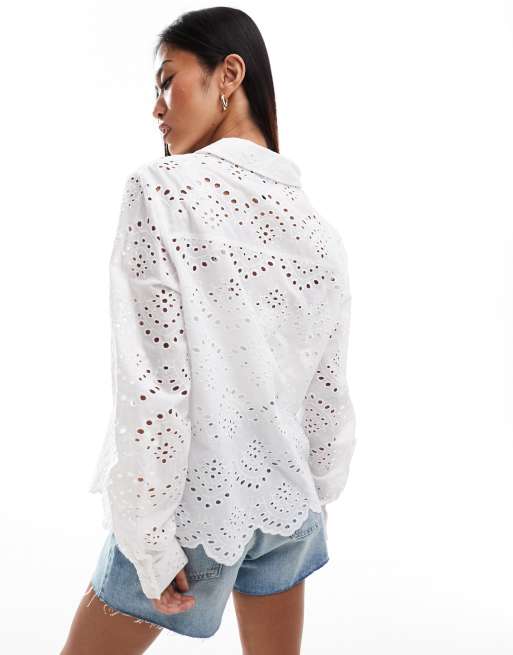 【美品】SCALLOPE EMBROIDERY OVERSIZE SHIRT UND SCALLOPE EMBROIDERY OVERSIZE SHIRT