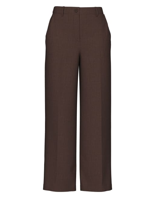 Pieces - Broek met wijde pijpen in morel