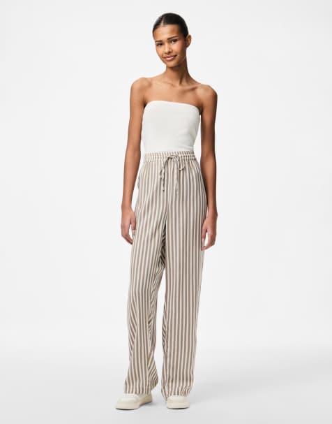 Pieces - Broek met wijde pijpen in zeemeermin streep - view 1