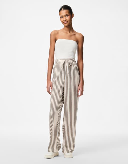 Pieces - Broek met wijde pijpen in zeemeermin streep