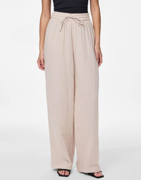 Pieces - Broek met wijde pijpen in zilvergrijs - view 1