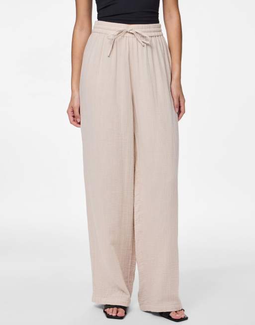 Pieces - Broek met wijde pijpen in zilvergrijs