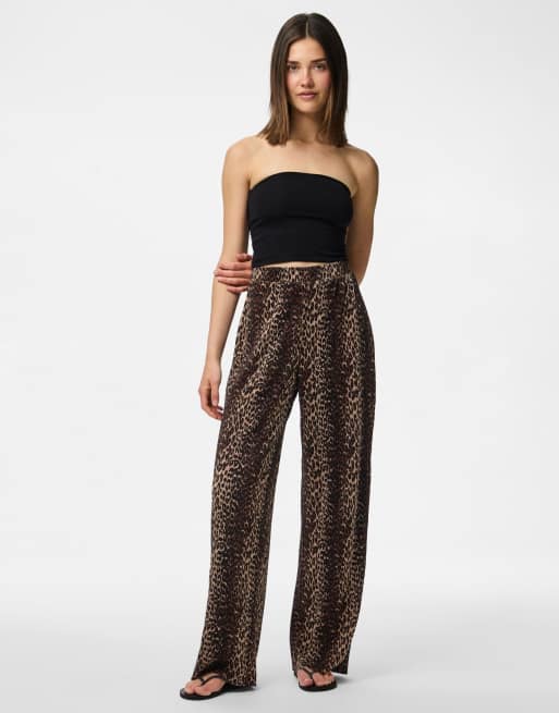 Pieces - Broek met wijde pijpen in zwart