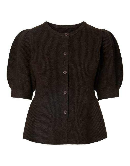 PIECES - Brun strikket cardigan, 6 af 7
