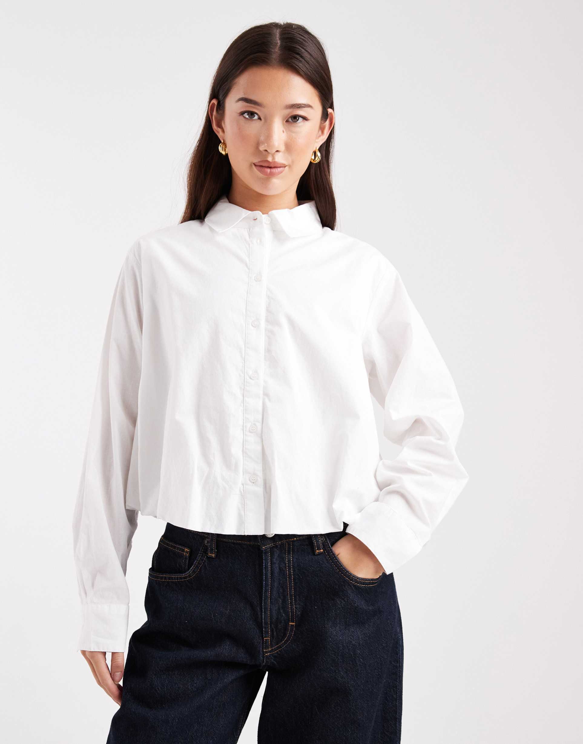 pieces bubble hem shirt in white