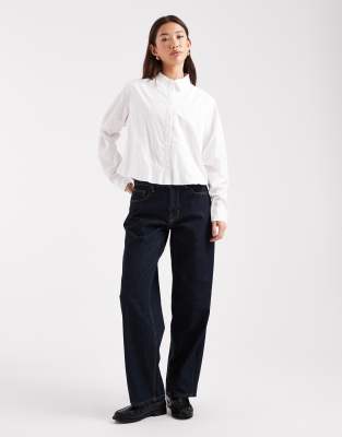 Pieces Bubble Hem Shirt In White