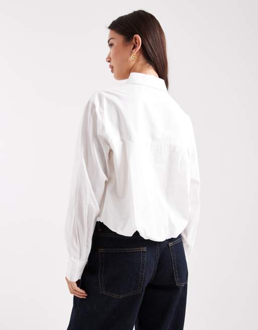 Pieces bubble hem shirt in white, 4 of 4