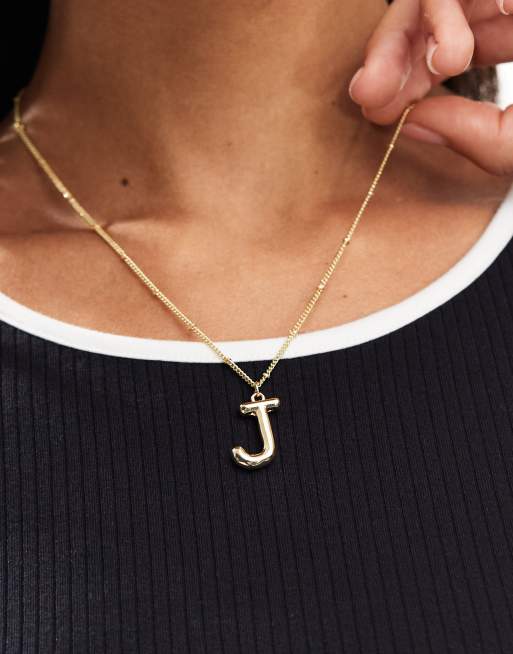 Pieces bubble initial J necklace in gold