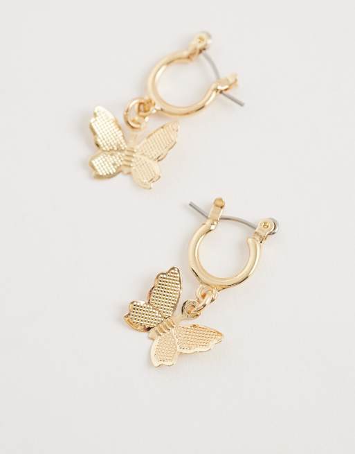 PIECES butterfly hoop earrings in gold tone, 3 of 4