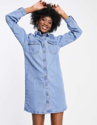 with jean button up dress