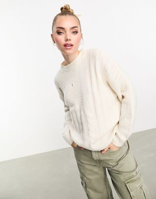 Pieces cable knit soft knit jumper in cream - ASOS Price Checker